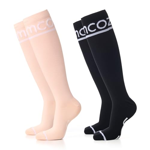Momcozy Compression Socks for Women 15-20mmHg & 20-30mmHg | 2 Pairs, Graduated Compression for Circulation & Swelling