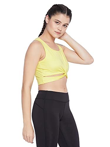 Image of Clovia Women's Snug Fit Active Slim Fit Crop Top with Twist Knot
