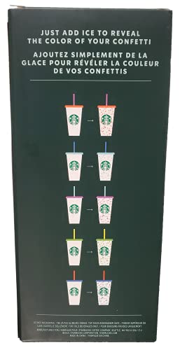 Starbucks Summer 2021 Color Changing Confetti Reusable Cold Cups Summer 24 oz, Set of 5