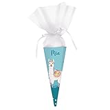 Striefchen® Schultüte für Mädchen mit Namen zur Einschulung Zuckertüte Alpaka 28 cm