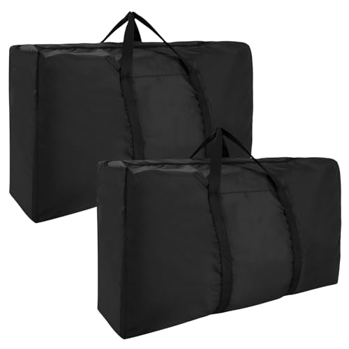 Xialvyu 4 Stück 115L Aufbewahrungstasche, Schwarz Unterbett Aufbewahrungsbox für Klamotten Bettdecken Kissen Decke Bettwäsche (80 x 29 x 48cm)