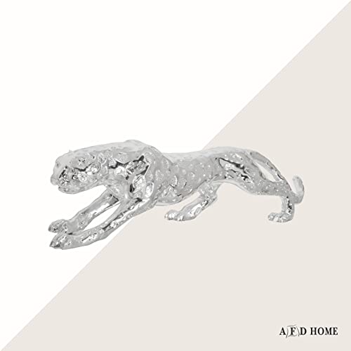 Estatua Decorativa de Leopardo Plateado de 22 Pulgadas miniatura 3