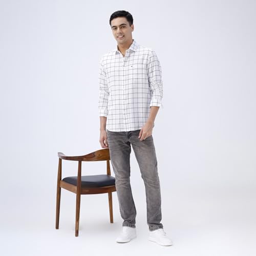 Image of BASICS Cotton-Linen Blended Men's Shirt | Slim Fit | Everyday Smart Casual Wear | Full Sleeve