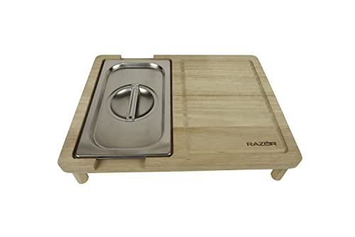 tabla para cortar rectangular de madera y acero inoxidable miniatura 1