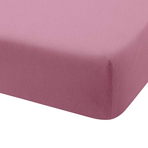 Montse Interiors Sábana Bajera Ajustable Punto Jersey Algodón 100% Jersey (para Cama de 90x190/200, Rosa)