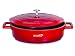 Casseruola Bassa Antiaderente Padella Sauté Con Coperchio | Alluminio | 28 cm (11 pollici) / 4,1 L - Manici rimovibili - Forno a induzione sicuro (Red)