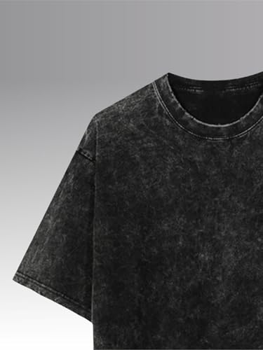 Image of Oversized Acid Wash T-Shirt for Men | Graphic Printed Streetwear Tee | Gym Meme Back Print Casual Half Sleeve | College & Gym Wear | Perfect for Gifting