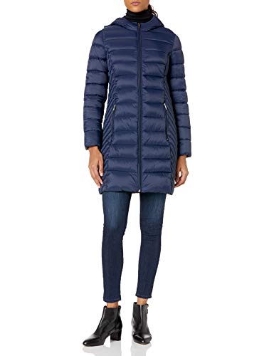Tommy Hilfiger Women's Midlength Hooded Packable Jacket, Navy, Medium