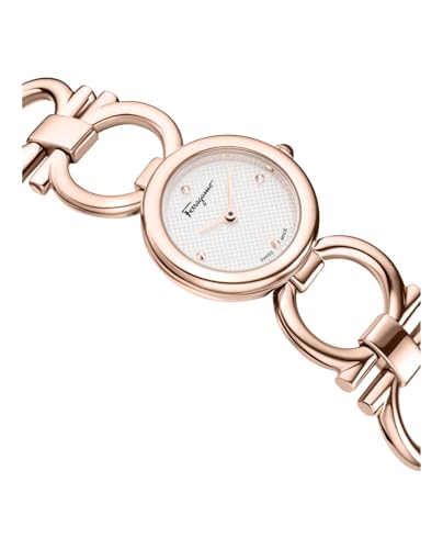 Ferragamo Double Gancini Collection Luxury Womens Watch Timepieces with a Rosegold Bracelet and Case Featuring a White Dial3