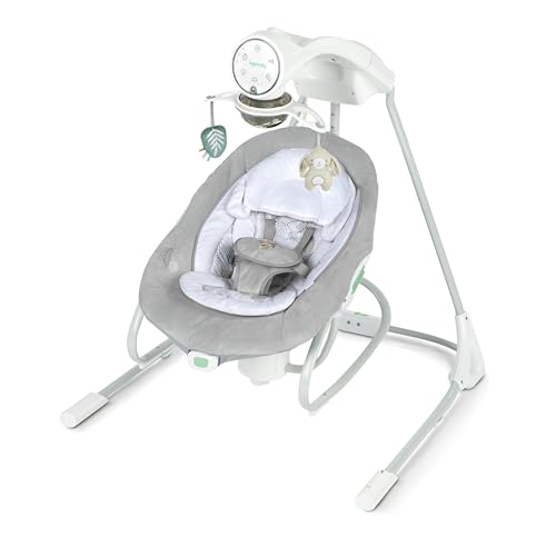 Image of Ingenuity InLighten 2-in-1 Soothing Baby Swing & Rocker - Vibrating Swivel Infant Seat, Soothing Sounds, Lights - Remy