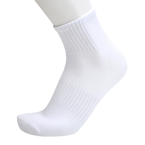 Image of 6-Pack Women's White Ankle Socks - Comfortable, Breathable, Moisture-Wicking Cotton Blend, Size 8-12