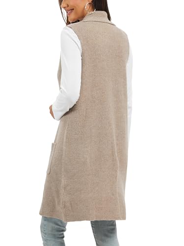 Moss Rose Sleeveless Cardigans for Women Open Front Sweaters Vest Lapel Collar Button Down Long Outerwear Coats3