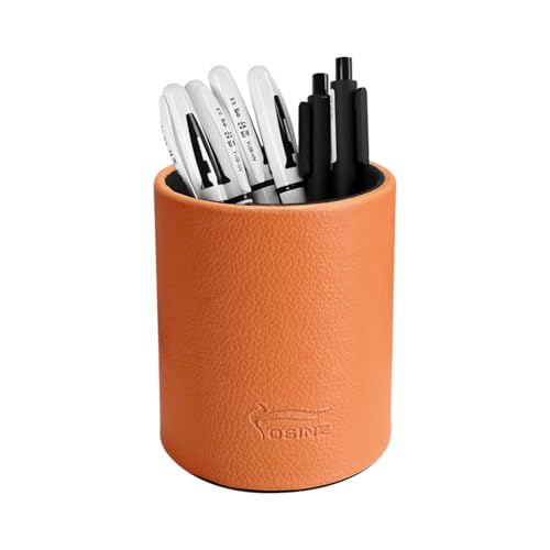 Image of Pen Pencil Holder Cup Container PU Leather Desk Organizer Stand Decor Brush Scissor Holder Decoration Office Desk Home School