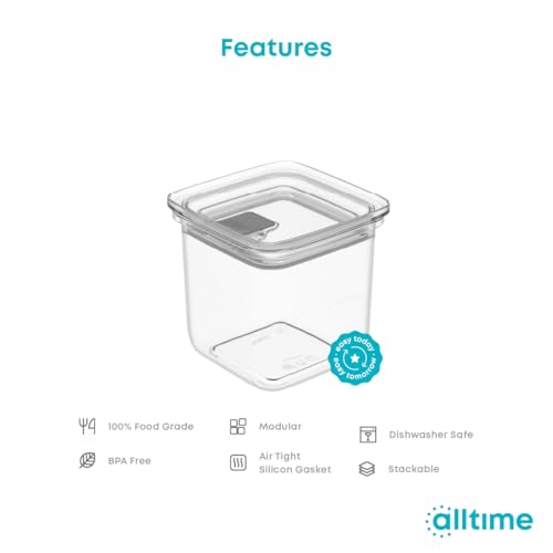 Image of All Time Modular Plastic Storage Container 450ml | Food Grade Kitchen Storage Jar with Silicone Gasket Lid | Airtight Multipurpose Container for Snacks, Dry Fruits & Pantry Storage - Transparent