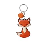 Yocoyee Cute Fox Hammerhead Animal Keychain with Bell Decor Keyrings for Women-Fox