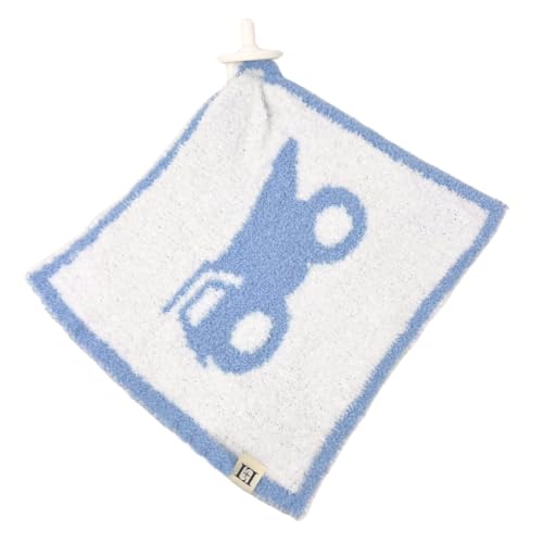 Image of L+L USA Construction Dump Truck Baby Lovey Pacifier /Teether Holder 10 inchx10 inch - DreamSoft Plush Fluffy Cuddly Soothie Reversible Mini Comfort Blanket Newborn Gift Essential Babies Boys (Steel Blue /White)