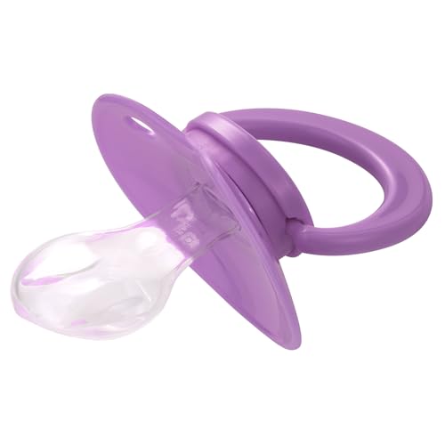 Image of Adult Sized Pacifier Bigshield : Replacement Silicone Paci Big Teat for Anxiety Release - Orthodontic Binky Taken Apart and Re-Assembled Purple