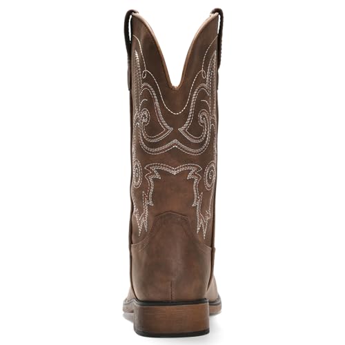 Image of IUV Cowboy Boots For Women Square Toe Cowgirl Wide Mid Calf Western Boots | Comfortable, Pull-on, Colorful Embroidered, Vintage-modern, Stylish for Daily Life and Outdoor Adventures.