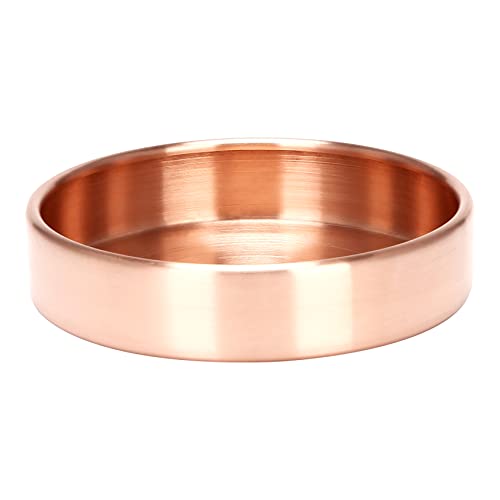 Plateau De Rangement Rond en Cuivre Nordique Organisateur De Rangement en Métal De Table Organisateur De Plat De Rangement De Petits Objets Décoration 10 * 10 * 3Cm(Or)