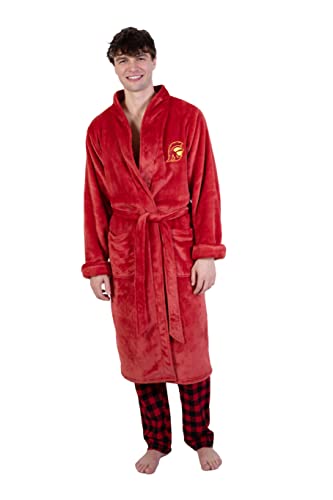 Ultra Game NCAA Men's Lounge Bath Robe Cardinal Red