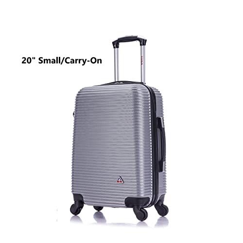 Inusa Royal Hardside Luggage Set With Spinner Wheel, Travel Suitcases With Ergonomic Gel Handle And Studs, Silver, 3 Piece Set (20/24/28) #TOP2
