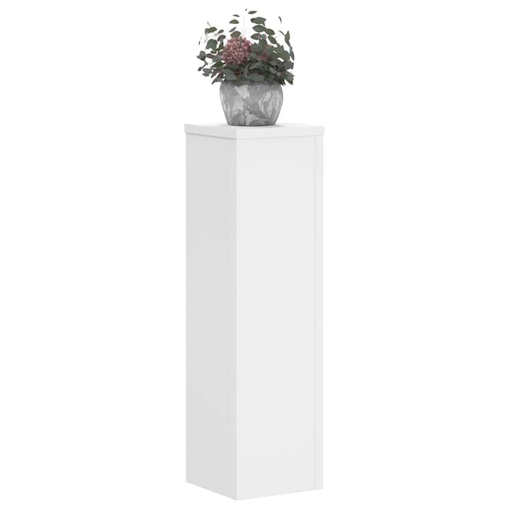 Stojak na rośliny 2 szt. biały 17 x 17 x 60 cm materiał drewnopochodny | Stabilna płyta wierzchnia, odporna na wilgoć, łatwa do czyszczenia, pusta wypełniana piaskiem, w zestawie uchwyt ścienny