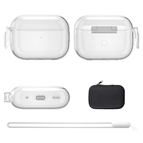Valkit Compatible Airpods Pro 2 Case Clear With Lock, Shockproof Airpods Pro 2Nd/1St Generation Case Soft Transparent Protective Cover With Lanyard Ipods Pro 2 Skin For Airpods Pro 2Nd/1St Gen #TOP6