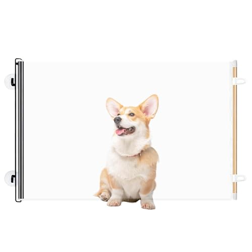 Puerta para perros interiores – Barrera retráctil sin perforación | Puerta para animales domésticos y gatos de escaleras – para casa, escaleras, pasillo, cocina, salón, dormitorio, balcón, jardín