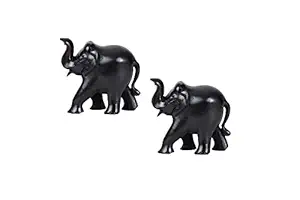 KC PRODUCTS Original Ebony Wood Elephant Pair Upper 1 INCH/Karungali Kattai Elephant Set/Black Elephant/Elephant Statue for Decorative Showpieces Table Decor Home Decor and Gifts