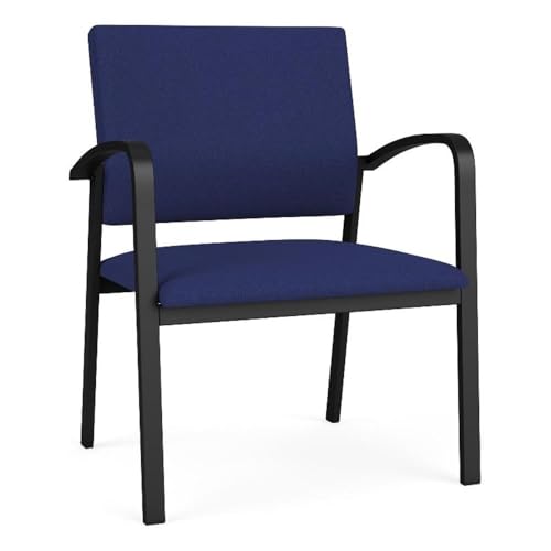 Lesro Newport Reception Waiting 18.5" Steel Guest Chair/Black Steel/Blue