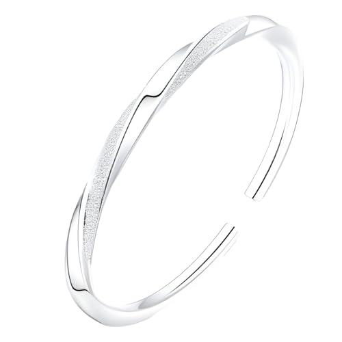 925 Sterling Silver Open Bangle Bracelet for woman Cuff Bangle Bracelets Adjustable Jewelry with Gift Box Handmade Bracelet Valentine Gift