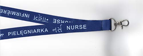 1 cordón de enfermera azul multilingual, 7 idiomas incluidos en este cordón. Insignias de enfermería para hospitales internacionales: P&P de Reino Unido, ideales para tarjetas de identificación.