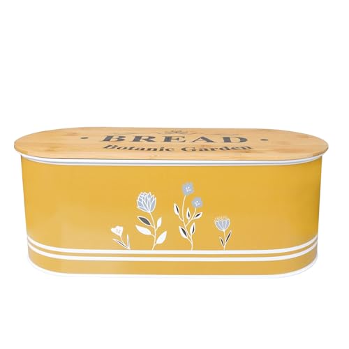 Image of SiXsigma Sports Bread Bin For Kitchen Counter - Airtight Metal Bread Storage Box Tin With Lid Container For Loaves & Pastries - Ideal Home And Kitchen Gifts For Women (MT-FY-BB)