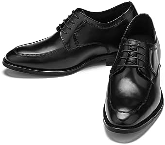 CALTO Men's Invisible Height Increasing Elevator Shoes - Black Premium Leather Lace-up Round-Toe Formal Derby Oxfords - 2.8 Inches Taller - Y7425- Size 8 D(M) US | Image 3