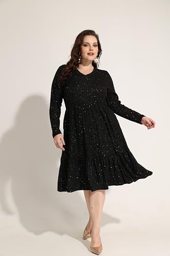 Image of RITERA Plus Size Dresses for Curvy Women Summer Spring Womens Dress V Neck Short Sleeve Casual Dress with Pockets XL-5XL