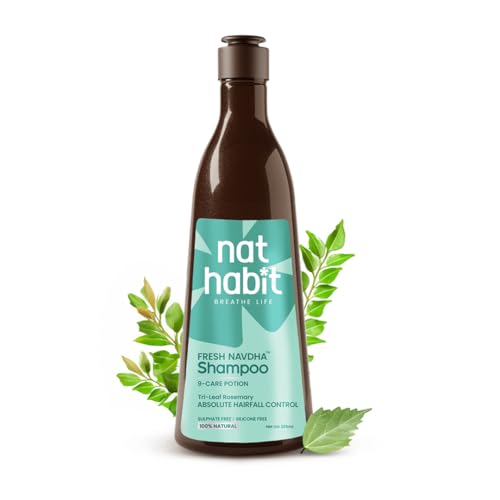 Nat Habit Navdha Rosemary Shampoo For Hair Fall Control| Sulphate & Paraben Free | Soy Fermented Gentle Cleanser|Natural Herbal Shampoo for Women & Men | Amla Reetha Shikakai | Chemical-Free| 250ml