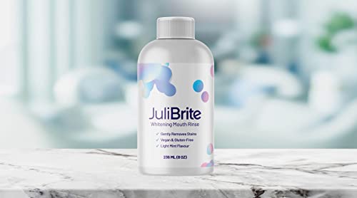 JuliBrite Whitening Mundspülung | Weiße Zähne - Frischer Atem - Mit Kokosnussöl und Holzkohle - Alkoholfrei - Bio - Natürlich | 236ML – Bild 3