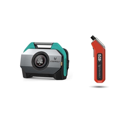 Image of ETENWOLF VORTEX S6 Tire Inflator Portable Air Compressor &T300 Digital Tire Pressure Gauge 3-200 PSI