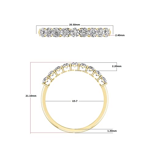 TimeLess Classics Jewelry For Women 1/2-1 Carat TW 9 Stone Natural Diamond Band in 14K White and Yellow Gold - Band For Engagement, Wedding, Anniversary3