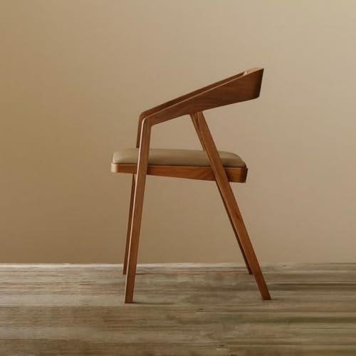 Image of Furniture Solid Wooden Modern Dining Chair with Arms, Upholstered Cushioned Seat, Walnut Finish seat Color Off (Camel Set Off 2)