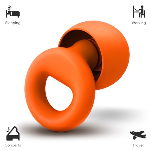 HOYIO 2 Pares Tapones Oidos Ruido Dormir, Tapones Oidos Cancelacion de Ruido 27 dB para Dormir Concierto Festival, Reutilizables y Lavables Suave, 8 Almohadillas en XS/S/M/L, Earplugs, Naranja - imagen 3