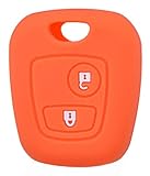 ANGOFIZ Coque Protection De Clé en Silicone Souple Compatible avec Peugeot 106 206 306 406 806 107 207 307 Partner Citroen C1 C2 C3 C4 Berlingo Picasso Saxo Toyota Aygo (Orange)