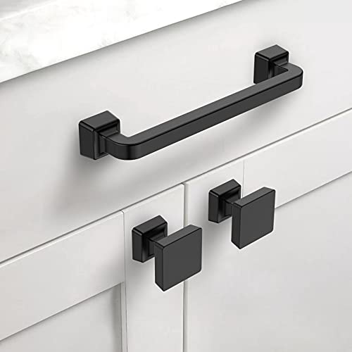 Image of Asidrama 10 Pack 1-1 /4 inch Matte Black Kitchen Cabinet Knobs - Dresser & Drawer Knobs - Zinc Cabinet Hardware