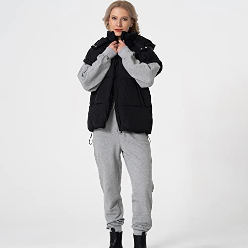 Shiyifa Womens Oversized Puffer Vest Sleeveless Lightweight Zip Up Padded Gilet Warm Coat Outwear with Detachable Hood2