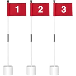 KINGTOP Golf Flagstick Mini, Putting Green Flag for Yard, All 3 Feet, Double-Sided Numbered Golf Flags, Golf Pin Flag Hole Cup Set, Portable 2-Section Design, Gifts Idea
