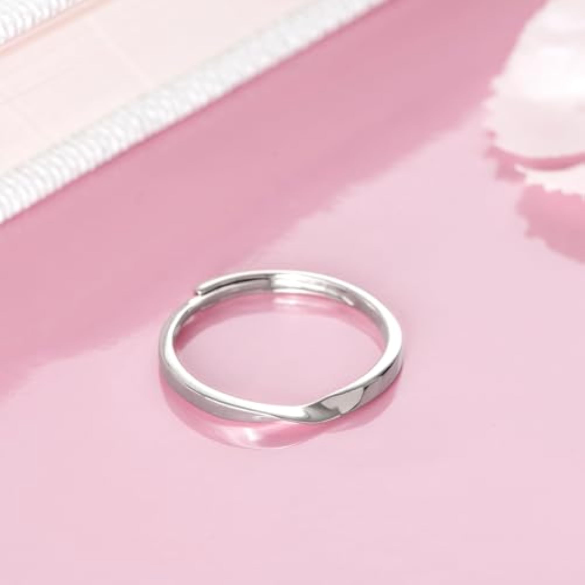 925 Silver Wave Rhodium Ring Adjustable with 925 Hallmark