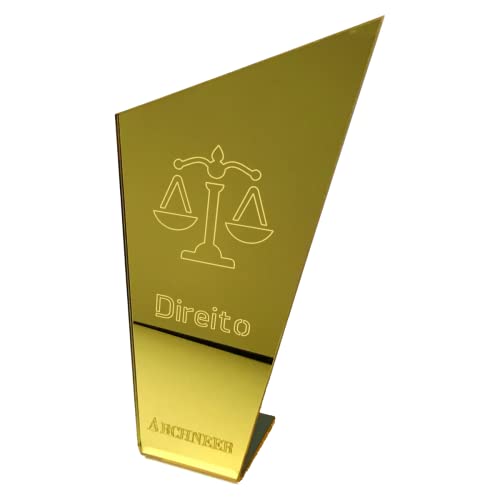 Placa Direito Escultura Estatueta S&iacute;mbolo Profiss&atilde;o Enfeite Presente Cor: Dourado