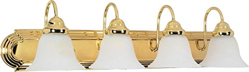 NUVO 60/330 Four Wall-Vanity Light Fixture, 4, Polished Brass/Alabaster Glass NUVO 60/330 Four Wall-Vanity Light Fixture, 4, Polished Brass/Alabaster Glass