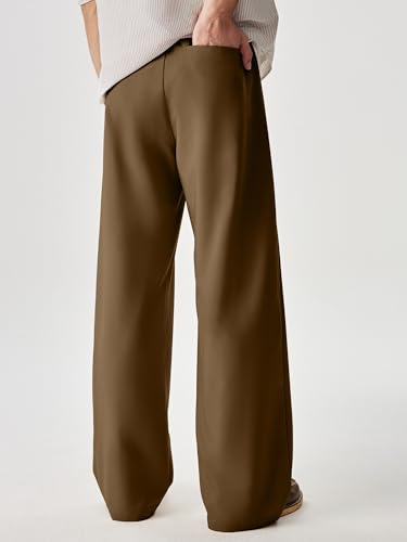 Image of JMIERR Mens Baggy Casual Dress Pants Lightweight Pleated Old Money Wide Leg Pants Loose Relaxed Fit Trousers