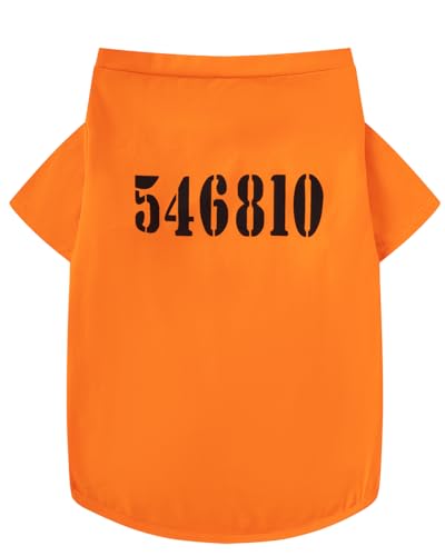 Disfraz de prisionero para perro talla Medium color naranja miniatura 2